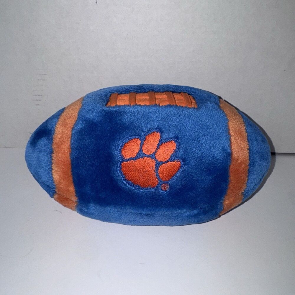 Vintage KenTex Clemson Tigers Plush Football 11” Blue Orange NCAA Paw Logo